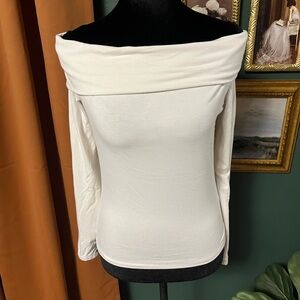 Abercrombie & Fitch Soft White Off-Shoulders Top